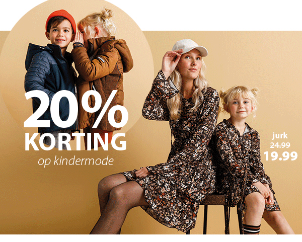 20% korting op kindermode