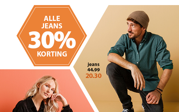 alle jeans 30% korting