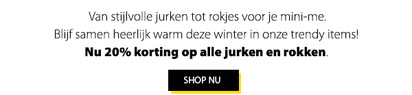 20% korting jurken en rokken