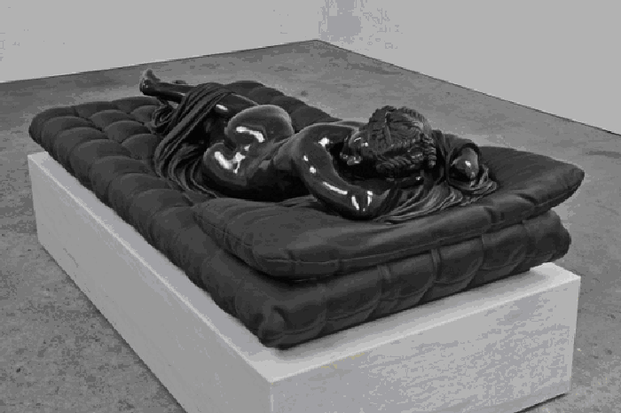 Sleeping Hermaphrodite. © 2008 - 2010 Barry X Ball. Belgian black marble. Scanned, manipulated, and milled from original Hermaphrodite Endormi (Ermafrodito Borghese), Musee du Louvre, Paris (ex Collezione Borhese, Roma), Gian Lorenzo Bernini, 1620.